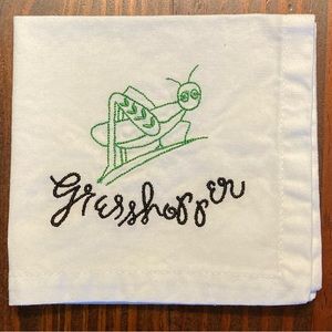 Pottery Barn Bar Lingo Embroidered Napkin Set if 8